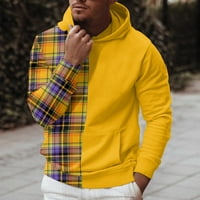 Kpoplk Meens Hoodie Sweatshirt за мъже Мъжки качулки Суитчърс Лека тежка фитнес риза с качулка с дълъг ръкав пуловер жълто, xl