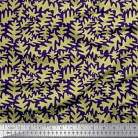 Soimoi Blue Georgette Viscose Leves Leaves Decor Fabric Printed Yard Wide