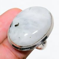 Rainbow Moonstone Gemstone Ръчно изработен стерлингов сребърен бижута с размер 8