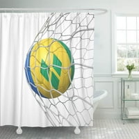 Saint Vincent и Grenadines Flag Soccer Ball Вътре в бяла 3D завеса за душ