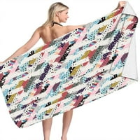 Ozmmyan Microfiber Beach кърпа Супер лека цветна цветна кърпа за баня пясъчно плажно одеяло за многоцелеви кърпи за пътуващ басейн Drom Room Essentials Back to School