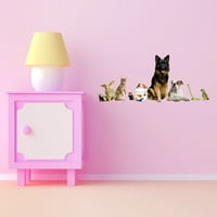 Животни акварелни стени с стена за детска стая - ландшафтен животните група фото изображение изкуство домашни любимци DIY и креативност Момче момиче спалня стена вода цветен стикер - Размер: