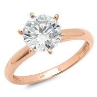 CT кръг Изрязване на симулиран диамант 14K розово злато годишнина годежен пръстен размер 8.5