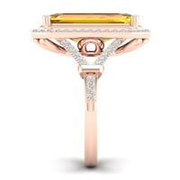 Императорски скъпоценен камък 10к Розово злато Изумруд нарязани Цитрин КТ ТВ диамант ореол Сплит джолан женски пръстен
