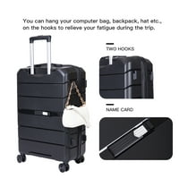 Hardshell куфар Spinner Wheels PP багаж комплекти Лек траен куфар с TSA Lock, 3-части комплект, Black18