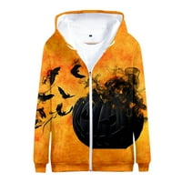 Hanas Men's Clothing Halloween Zipper с качулка пуловер Мъжки пуловер с дълъг ръкав с дълъг ръкав отгоре оранжев xxxl