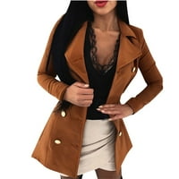 Леки якета за жени клирънс - мода случайни Връхни дрехи хлабав Ревера Плюс размер жени палта Кафяв размер 3ХЛ