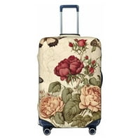Прикритие на куфара за пътуване, рози пеперуди еластичен миещ се разтягащ се защитник на куфара, среден размер