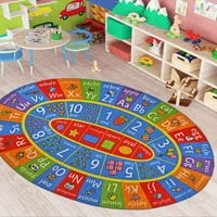 Cubs Playtime Collection ABC Alphabet, Numbers and Farkes Educational Learning & Game Area Oval Rug Килим за деца и деца спални и игрална стая