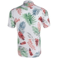 Хавайска плажна риза за мъже летен отпечатан модел ежедневна модна ревера къса ръкав блуза, мъжки тънки бизнес ботуши ризи