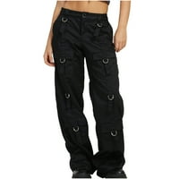 Жени Жан панталони плюс разтвор за размери Женски джобни джобни дънки с ниска талия подправки момиче ретро правилни панталони за работно облекло