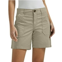 Дамски панталони ежедневни къси панталони за жени лято плюс размер бутон с висока талия къси панталони удобни леки твърди шорти с джобни каки xxxxl