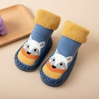 Ханас Модни чорапи Новородени момчета Момчета момичета анимационни сладки топли пода чорапи против приплъзване на бебешки стъпала чорапи синьо 15