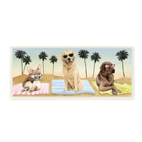 Ступел индустрии причудливи кучета Слънчеви очила плажни кърпи палмови дървета дърво стена изкуство, 7, дизайн от Грейс Поп