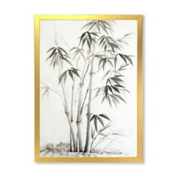 Дизайнарт 'винтидж черно-бял бамбук' традиционна рамка Арт Принт