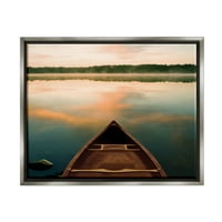 Ступел индустрии кану на езерото топъл Изгрев вода отражение блясък сива рамка плаващо платно стена изкуство, 16х20