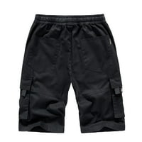 Джинда Мъжки шорти за шорти за летни товари Средно издигане удобни ежедневни памучни еластични панталони Панталони черно големи