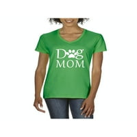 Женска тениска с v-образно деколте с късо ръкав-куче мама