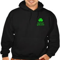 Мъжки Ирландски гордост Лъки Шамрок срещу черен пуловер качулка пуловер голям черен