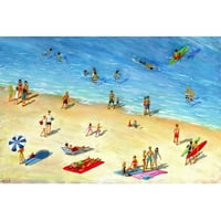 Забавление на плажа живопис печат върху увито платно