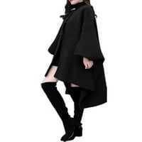 Eleluny жени свободни наметало палто дълго изпреварващо твърдо небрежно яке галкота с черен XL