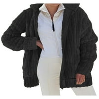 Жените зимно яке, дълъг ръкав С качулка Цип затваряне твърди топло палто Връхни дрехи с джобове