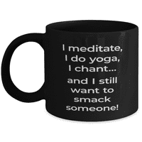 Йога чаша-Йога чаша за кафе-медитирам, правя йога, пея-Йога чаша за кафе Черно 11оз