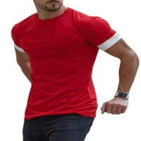 Авамо мъжки летни върхове с къси ръкави тениски от солиден цвят блуза мъже ежедневни основни тийнейджъри пуловер червено m