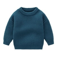 Момчета пуловери Детски детски солиден плетен пуловер зимни дрехи за момичета бебешки върхове дрехи