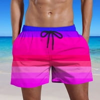 Мъжки къси панталони на Zkozptok плюс размер спортни ежедневни градиентни печат кратък летен плаж леки еластични джобове с къси панталони, горещо розово, m