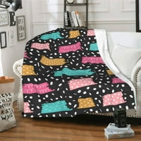 Двойно слой плюшено одеяло, абстрактно геометрично розово графити модел уютен мек климатик за хвърляне на одеяла, 50 40