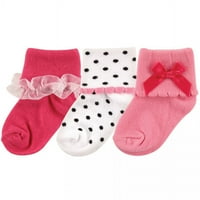 Комплект чорапи за бебета, тъмно розови, 6- месеца