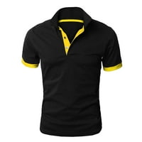 Мъжки ризи Yubnlvae Fashion Men's Patchwork риза с двойни цветни тениски тениски ризи за мъже за мъже жълти