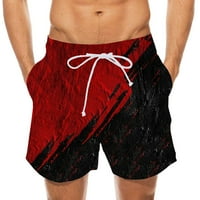 Мъжки плувни стволове Zanvin, мъжки къси панталони, бански костюми, летни ежедневни еластични талия 3D отпечатани райета плажни къси панталони, меки и дишащи, червени, xxxxl