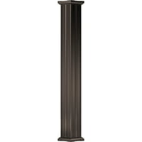4 10 ' Ендура-алуминиева колона, квадратен вал, заострен, Нагънат, текстуриран кафяво покритие с капитал и база