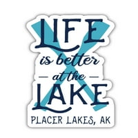 Placer Lakes Alaska Suvenir Vinyl Decal Sticker Paddle Design 4-Pack