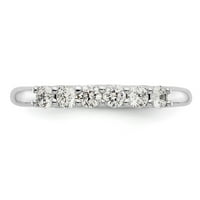 Солиден 14k бяло злато 6-каменна диамантена сватбена лента с размер на пръстена