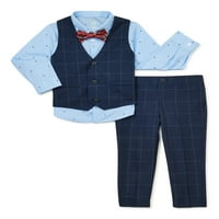 Уондър Нейшън бебе бой & малко дете момче копче нагоре риза, жилетка, Папийонка и панталони рокля комплект, 4-парче, 0 3М-5т