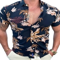 Синдисус Мъжки редовно годни торбести тениска Мъже Хавайска блуза С къс ръкав Празник Цветен печат хлабав чай