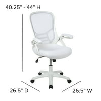 Флаш мебели Висока гръб Бяла мрежа Ергономичен въртящ се офис стол с бяла рамка и обръщане