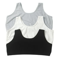 Matchstick Women Cotton Sports Bras Plus Size Wireless Bralette Top, 3-Pack