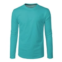 Wofedyo ризи за мъже Мъжки спортна фитнес на открито извит хем плътно цветен кръгла тениска на шията с дълъг ръкав топ тениски ризи за мъже