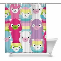 Сладък лама алпака семейство Смешно животните къща декор душ завеса за баня декоративна баня душ завеса комплект