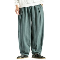 Boc харем панталони солидни цветове мъже с теглене на джобове за средно издигане панталони за ежедневно носене