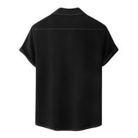Лисечин мъжки ризи клирънс ежедневни копчета твърди с джоб Вечерен къс ръкав блуза за дрехи