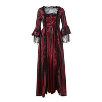 Викторианска рокля за жени Court Square Collar Ренесанс Костюм Готически ретро лъч ръкав Маскарад костюм рокля