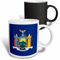 3Drose Flag of New York - NY Gaire Seal - САЩ Американски Съединен щат на Америка САЩ - Справедливост Либърти, Магическа преобразуване на халба, 11oz