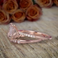 1. Карат изумруд отрязана морганит и диамантен булчински комплект годежен пръстен 10k розово злато в продажба