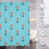 Замразена Анна Елза принцеса водоустойчива завеса за душ и лесна грижа, полиестерна тъкан за душ завеси за завеси, декорации за баня за душ, 35x