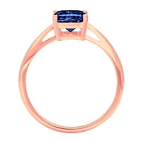 2. КТ брилянтен смарагд нарязани ясно симулирани диамант 18К розово злато пасианс пръстен СЗ 5